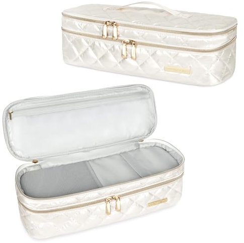 Travel Carrying Case for Hair Dryer Shark Flexstyle Dyson Airwrap, Double-Layer Hair Accessories Tools Storage Case for Revlon One-Step, Shockproof Protection Organizer Travel Carrier Bag, Cream