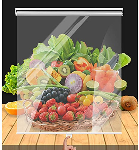 Staubdichtes, transparentes Rollo für die Vitrine von Gefrierschränken, aufrollbare Sichtschutzwand aus Kunststoff mit Griff, Theken-Supermarkt-Feinkostschrank, wasserdichte Jalousien (B x H 60 x 150