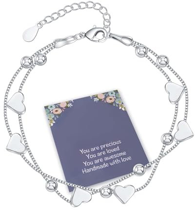 Kenivira Silber Armband für Frauen Einstellbare Herz Armband für Frauen Mädchen