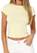 Camiseta de Manga Corta para Mujer TikTok Influence Crop Top Club Party Streetwear(Light Yellow-2, L)