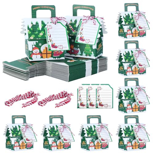 HSEAMALL 30 Stück Geschenktüten Weihnachten Papiertüten klein Geschenkboxen Kraftpapier Geschenkbox Süßigkeiten Box Gastgeschenke Hochzeit Kleinigkeiten für Adventskalender zum Befüllen