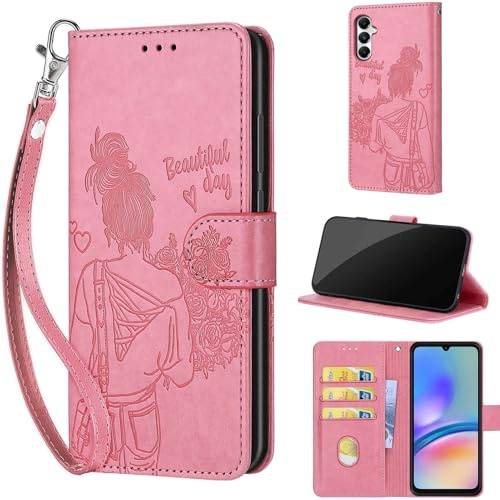 TOMYOU Coque pour Samsung Galaxy A05s, Rose | Protection Anti-Choc Etui, Magnétique Cuir Portefeuille, Fentes Cartes,Flip Housse, Fonction Stand