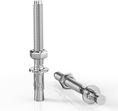 ORTAVA Lot de 5 chevilles d'ancrage M12 x 120 mm - En acier inoxydable A2 V2A - Avec rondelles et écrous - Pour machines, garde-corps