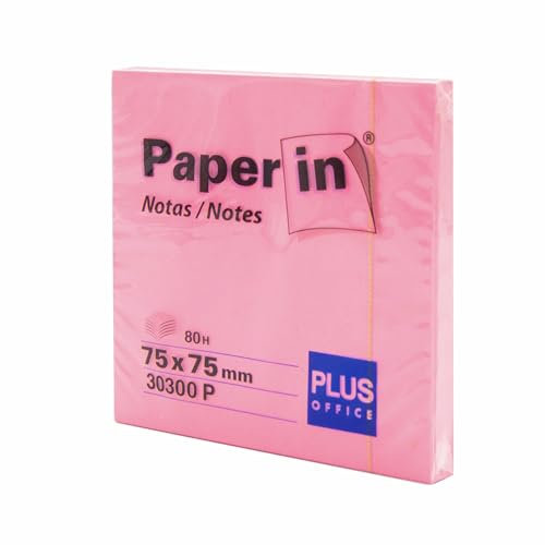 Plus Office Self Adhesive Neon Notes, Sticky Notes for Office, School, University, Quick Notes and Reminders, Pad of 80 Sheets (Pink, 1 Piece)