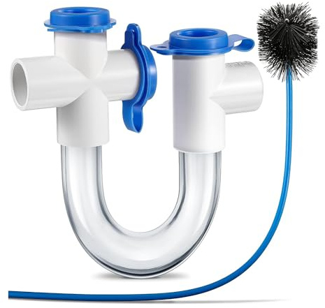 Sarini Sifone per condensa Standard da 3/4 con Spazzola di Pulizia - Sifone a U in PVC per HVAC e condizionatori d'Aria, drena efficacemente la condensa