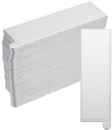 sourcing map 200pcs Mini Cake Boards, Mousse Cake Cardboards Rectangle Cake Bases Plates Cupcake Dessert Displays Base for Cupcakes, Cakes, Pastries, Dessert Base - Grease Proof (Silver Tone)
