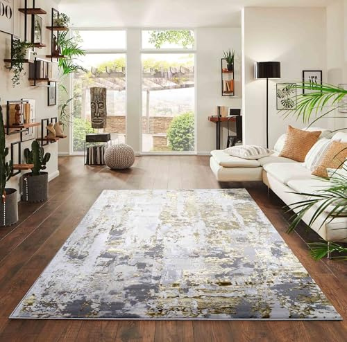Styrus Modern Living Room Rug - Abstract Area Rugs Gold 160x230 cm