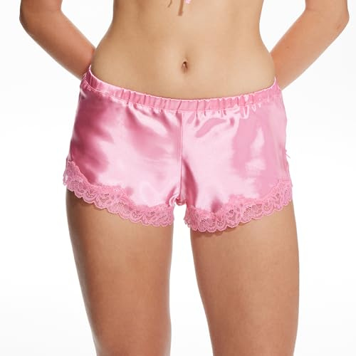 Cute and Spicy Women's Lingerie Lace Boxer Briefs Satin Shorts Skin-friendly Underwear Pink