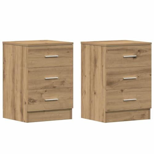 vidaXL Nachttische 2 STK. Artisan-Eiche 38x35x55 cm Holzwerkstoff, Nachttischschrank, Nachtkonsole, Beistelltisch, Nachtschrank, Schlafzimmermöbel