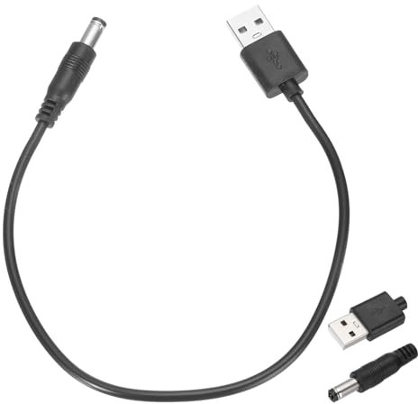 QUARKZMAN Cable de Alimentación Usb a DC 3A Cable de Alimentación de 5V DC Cable de Conector de Enchufe de Carga de 5.5mm x 2.5mm para Dispositivos de Ventilador de Cámara (1Ft/0.3 M, Negro)