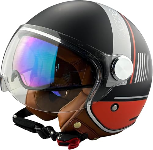 ViPER RSV19 Open Face Motorbike Helmet - Scooter Motorcycle Crash Jet Helmet for Men Women with Sun Visor - Electric Bike & Road Bike Road Legal ECE 22.06 Approved Motorbike Helmets