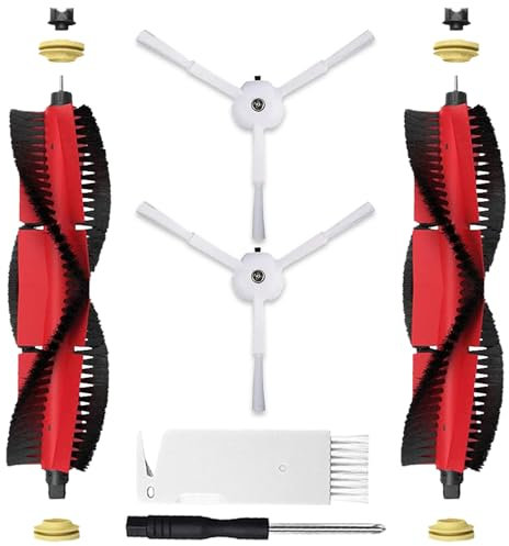 HoHumoca Hauptbürste Ersatzteile für Xiaomi Roborock S5 Max S6 Pure S6 MaxV S6 Max S4 Max S4 S5 S50 S51 S55 S6 S60 S65, 2 Hauptbürste, 2 Seitenbürste