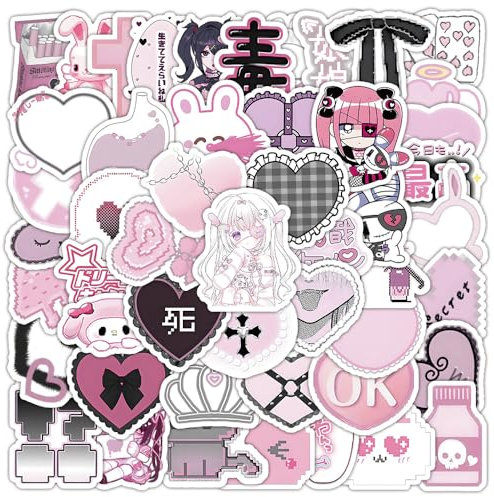Pink Anime Girl Stickers 100Pcs Waterproof Funny Sticker for Laptop Water Bottle Skateboard Luggage Car Bike Scrapbook,Vinyl Cute Aesthetic Kawaii Sticker for Girls Adults