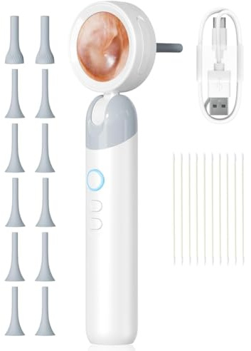 GNURBDILFO Wireless Ear Otoscope with 1080P HD Camera and 4 LED Lights 1.38 IPS Display Ear Camera Ear Scopes with Inspection Head