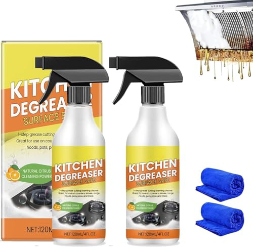 2 Stück Küchen-Fettlöser-Schaumreiniger,Allzweck-Schaumreiniger-Spray,Intensiver Fettlöser-Spray,Entfernt hartnäckige Flecken für Arbeitsplatten, Backöfen, Töpfe und Pfannen