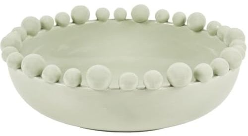 New Modern Ball Edged Bowl – Sage Green Decorative Centrepiece, Contemporary Design for Storing Trinkets, Jewellery, and Potpourri, Perfect for Living Room or Dining Table N-41