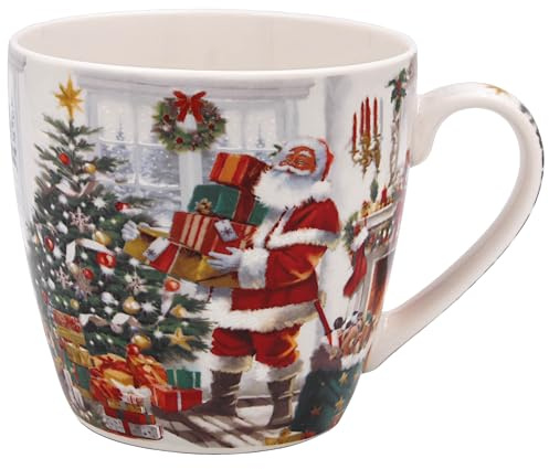 The Leonardo Collection Santa Large Breakfast Mug for Hot Drinks | Reusable Fine China Coffee Cups for Kitchen & Home | Printed Tea Mugs for Every Occasion | Durable Cup for All Types of Beverages