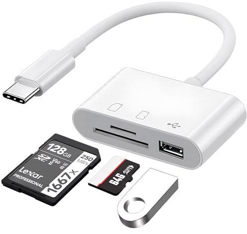 USB C SD Kartenleser - Dual Slot Typ C Kartenleser - Speicherkartenadapter unterstützt SD/TF Karten bis zu 1TB - Plug & Play OTG für Trail/Dash Cam, Digitalkamera