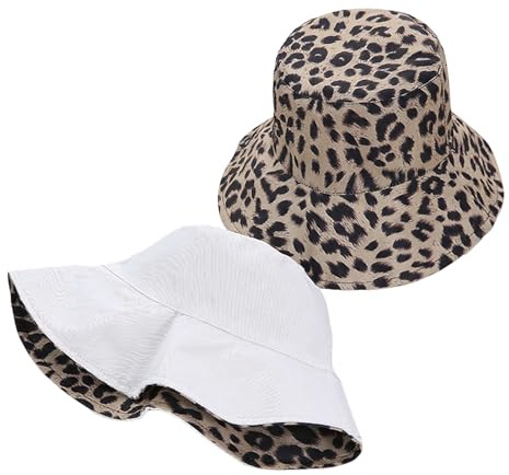 GIEEU Fischerhut Wendbar Leopardenmust, Atmungsaktiver, Leichter Unisex Bucket Hats mit Sonnenschutz für Strand, Outdoor, Camping, Musikfestivals