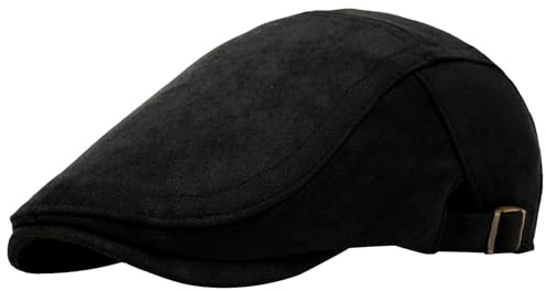 AIEOE Herren Flatcap Veloursleder Optik Schirmmütze Vintage Mütze Gatsby Cap Schiebermütze Barett Hut Frühling Herbst Winter