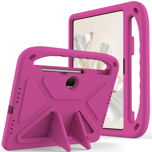GaliJialiB Kids Case Compatible with Honor Pad 9 (12.1),Light Weight Shock Proof Handle Stand Kids Friendly Shockproof Protective Cover Case+Shoulder Strap(Rose Red)