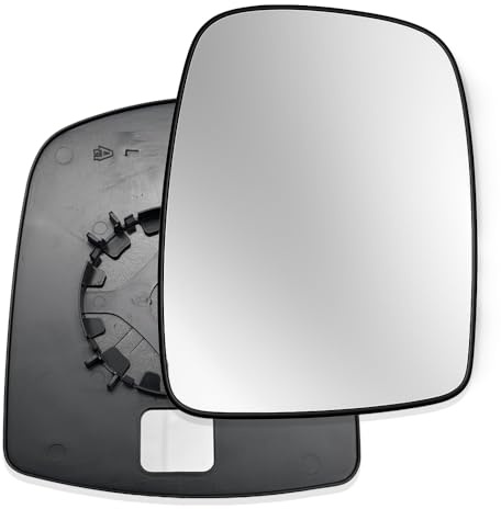 Left Upper Non Heated Wing Mirror Glass Passenger Side for Renault Trafic Vauxhall Opel Vivaro Nissan Primastar 2001-2014 | OEM 7701050267, 4408323, 9636600QAH – With Back Plate (Left Non-Heated)