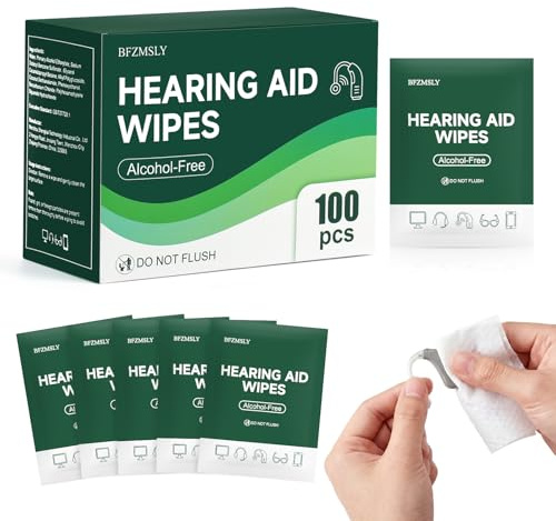 Hearing Aid Wipes 500 Count - Professional Alcohol-Free Individually Wrapped Cleaning Wipes, Thick Non-Woven Towelettes for All Hearing Device Brands, Earphones, Screens & Electronics