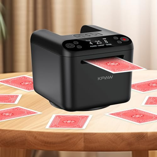 IDAMAKON Wiederaufladbarer Automatischer Kartenmischer & Dealer Maschine,2 in 1 Leise Kartenmischmaschine & Austeiler Elektrische 360° Deal für Spiele wie Poker,Texas Hold'em,UNO,Blackjack
