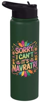Navratri Hinduism Gujarati Sorry Can't Hindu Festival Stainless Steel Insulated Water Bottle