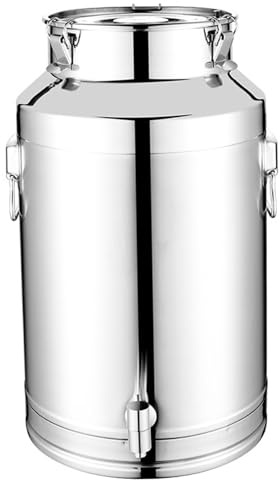 Distributeur d'eau en acier 201 de qualité alimentaire 9 L avec couvercle et robinet – Bidon de lait en acier inoxydable avec joint anti-fuite pour le stockage l'huile cuisine, du vin et des bo