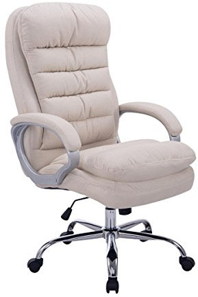CLP Sedia Ufficio Vancouver XXL In Stoffa I Poltrona Elegante Direttore Carico Max 235 KG I Poltrona Rinforzata, Colore:crema