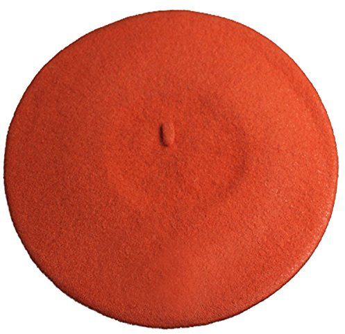 ICSTH Französische Baskenmütze, Wolle, einfarbig, für Damen, Orange/Abendrot im Zickzackmuster (Sunset Chevron), Einheitsgröße