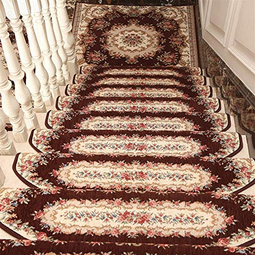 LIVEINU Selbstklebend Stufenmatten Treppen Teppich Halbrund Waschbar Starke Befestigung Anthrazit Klassisch Treppen-Matten 24x80cm (15 Stück) Kaffee 2