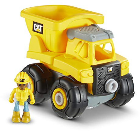 Caterpillar by Funrise 80901 Caterpillar, CAT Junior-Crew-Sammlung zum Selberbauen Kipplaster Baufahrzeug, Gelb Schwarz