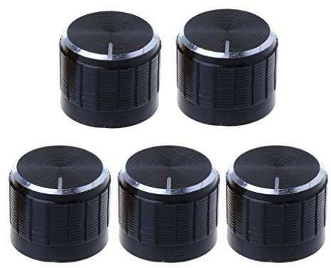 BIlinli 5 Stück Aluminium Drehregler Potentiometer Knopf, Schwarz, Mechanischer Drehknopf, Oberflächenmontage