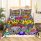 Loussiesd Hip Hop Bettwäsche Bunt Graffiti Bettwäsche Set 135x200 cm für Kinder Jungen Teenager Musik Thema Bettbezug Hip Hop Graffiti Betten Set 2St Modern Hip-Hop-Kultur Reißverschluss