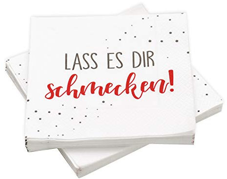 20 Servietten 'Lass es dir schmecken!' 33 x 33 cm (rot/taupe)