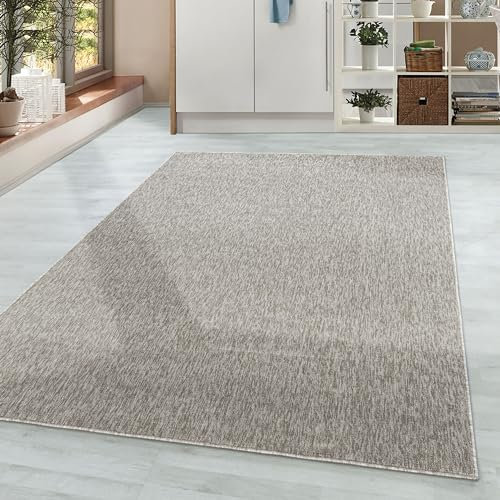 HomebyHome Teppich Wohnzimmer 80x150 cm Läufer Beige Einfarbig Meliert Design - Schlafzimmer Teppich Kurzflor Extra Weich Pflegeleicht Teppiche für Küche Esszimmer - Carpet Living Room