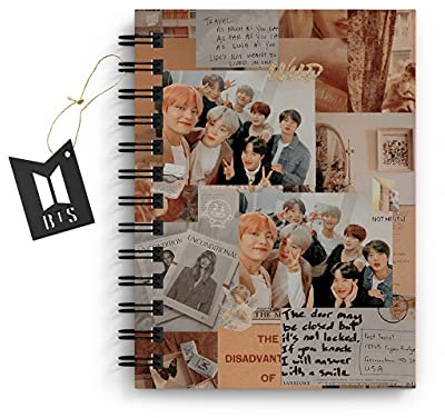 DI-KRAFT Unliniertes Papier, BTS-Thema, grafisches Tagebuch, Spiralnotizbücher, Spiralbindung, Notizblöcke, Tagebuch, Notizbücher, Planer, Design 3 (160 Seiten, 15,2 x 20,3 cm)