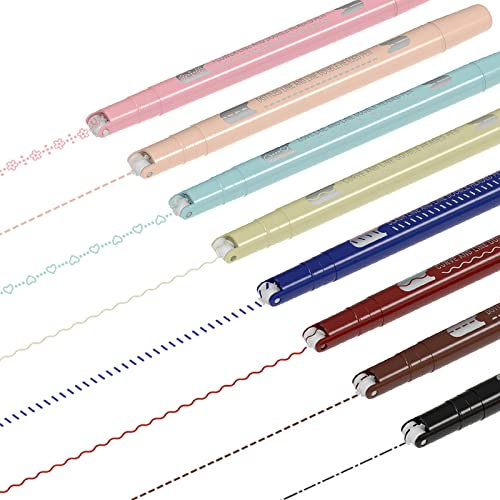 AECHY 8-teiliges Set farbiger Kurvenstifte zum Notieren, Doppelspitzenstifte mit 5 verschiedenen Kurvenformen und 8 feinen Linien, Kurven-Textmarker-Set für Schule, Studium und Büro zum Notieren