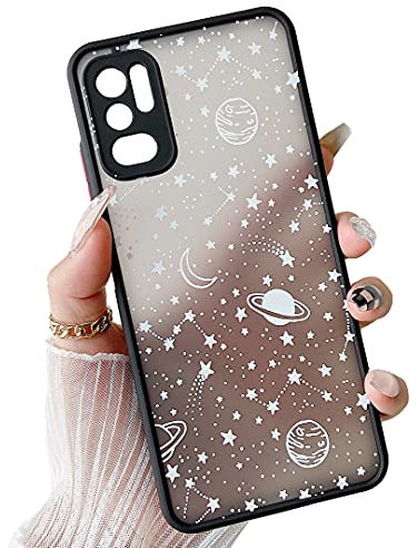 ZTOFERA Handyhülle für Xiaomi Redmi Note 10 5G/Poco M3 Pro 5G, Planet Stern Universum Muster Schutzhülle Matt Harte PC Rückseite Hülle mit Silikon Bumper Cover, Weiß Sky