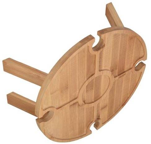 Table à Vin Extérieure Pliante Table de Pique-Nique en Bois Portable Table de Pique-Nique Basse avec Porte-Verre à Vin pour la Randonnée Camping Dîner en Plein Air