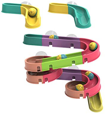 JAWSEU Badespielzeug für Kleinkinder, Murmelbahn mit Saugnäpfen, Kinder Wassermühle, Autorennbahn, Badewannen Spielzeug für Kinder 3+