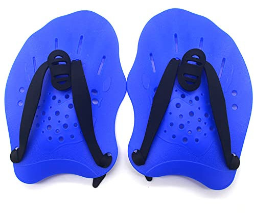 WANGCL 1 Paar Schwimmpaddel, Trainingshandpaddel, leicht und schnell, einfach zu zerlegen, Schwimmhilfen für Erwachsene und Kinder, Blau