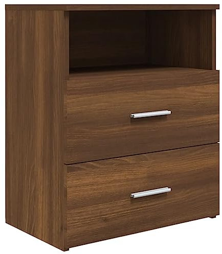 vidaXL Nachttisch 1 Fach 2 Schubladen Nachtschrank Nachtkonsole Nachtkommode Schlafzimmer Schrank Kommode Braun Eichen-Optik 50x32x60cm Holzwerkstoff
