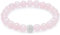day.berlin Premium Rosenquarz Perlenarmband, Damen Naturstein Armband mit echten 8mm Edelsteinen, flexibles Zugband 18cm lang, handgeknüpft mit Pave Zirkonia Perle, versilbert