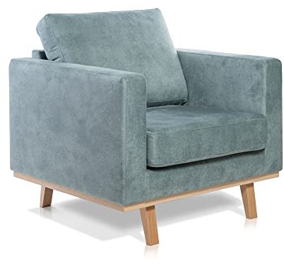 moebel-eins Corin Sessel mit Echtholz-Untergestell, Bezug in Velour-Optik, Mint