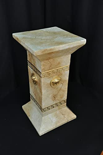 Cinar Säule Mäander Style Beistelltisch Marmoriert Dekosäule 55 cm Griechische Antik Retro Rokoko Säule Barock Blumenständer Podest Handbemalt