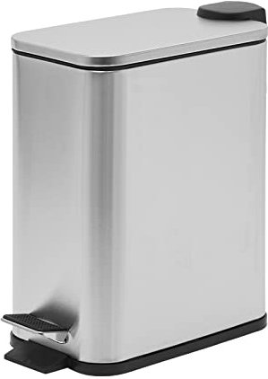 Access Hardware Narrow Profile Satin Stainless Steel Bathroom Bin 5l