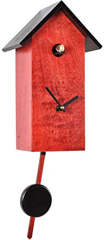 Eble Kuckucksuhr Kuckuckuhr Echtholz NEU batteriebetriebenes Quartzwerk Kuckuckruf Kuckucksuhr modern rot Echtholz Quarz Uhrwerk 29cm- 27755